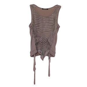 Roberto Cavalli Taupe Textured Tank Top
